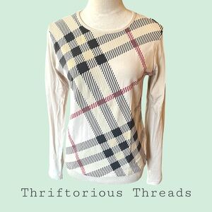 Burberry London Nova Check Long Sleeve Tee Size